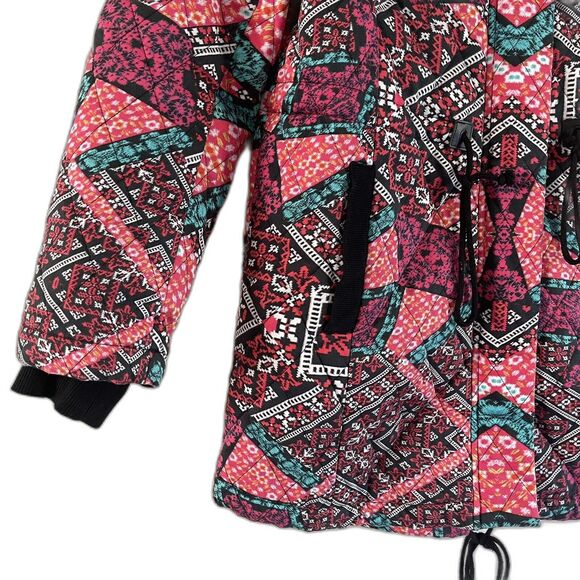 MINKPINK Colorful Quilted Jacket Size S Mid Length Coat Faux Fur Hooded Casual - Picture 9 of 15